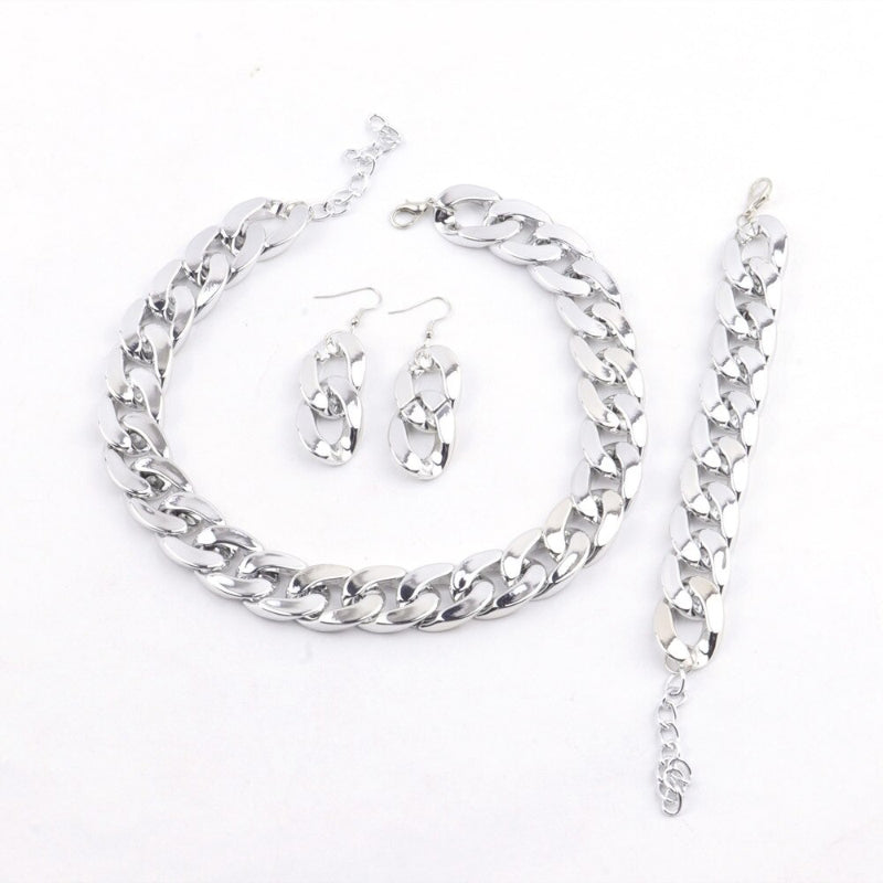 Bunte Acrylkette Halskette mit Armband und Ohrringen Schmuckset