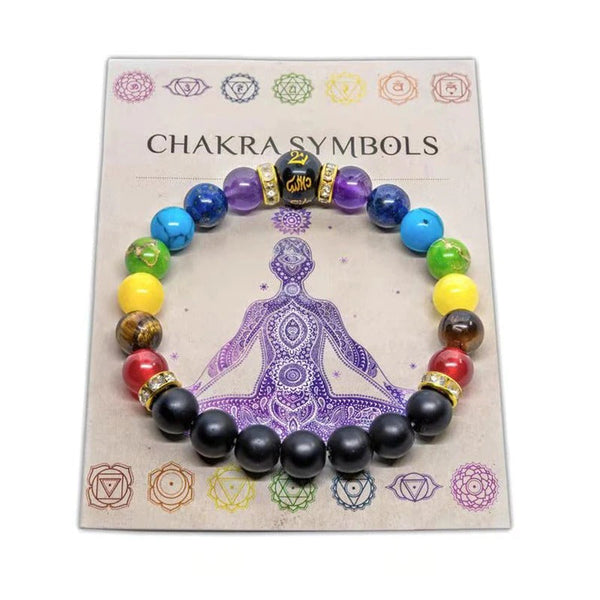 Bunte Chakra-Armbänder mit Perlen und Charm-Schmuck