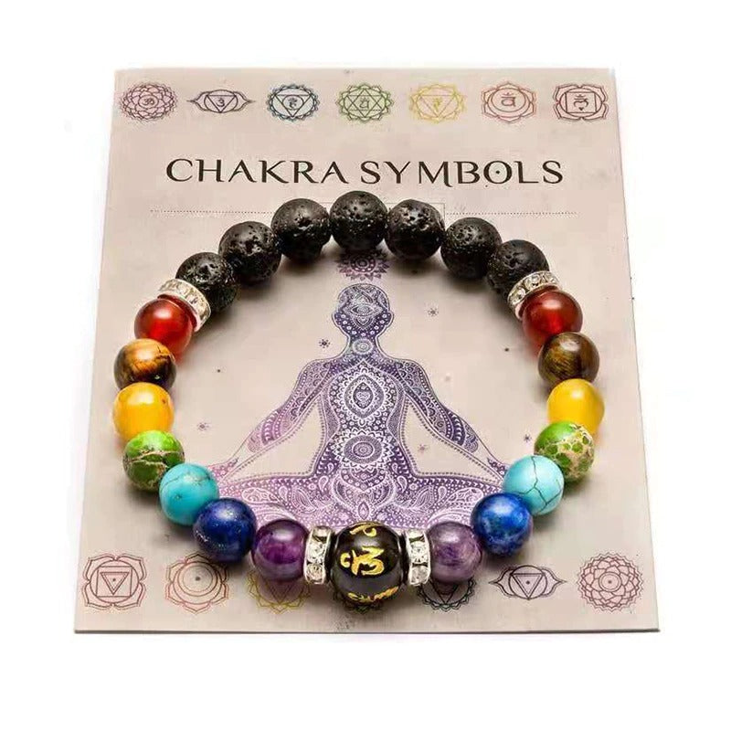 Bunte Chakra-Armbänder mit Perlen und Charm-Schmuck