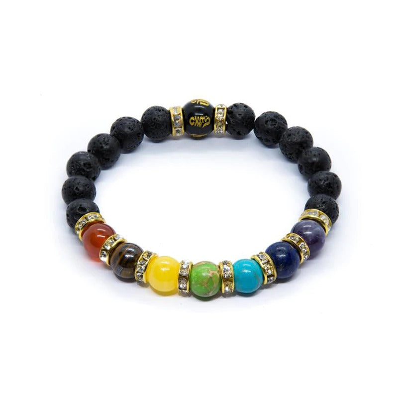 Bunte Chakra-Armbänder mit Perlen und Charm-Schmuck