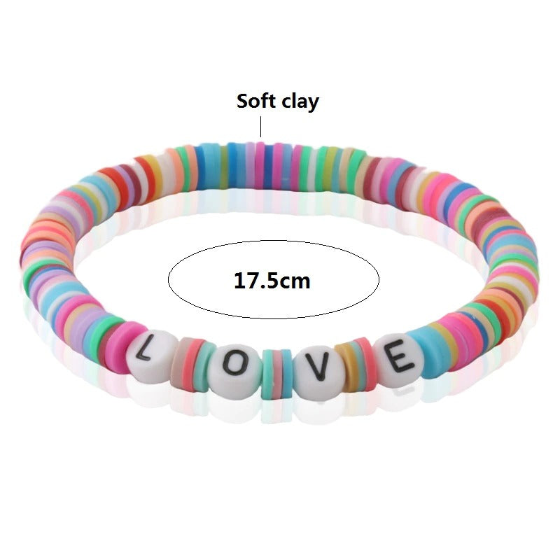 Bunte Perlen Buchstaben Bohemian Sommer Strand Armbänder und Halsketten