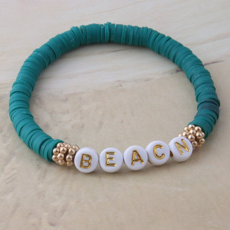 Bunte Perlen Buchstaben Bohemian Sommer Strand Armbänder und Halsketten