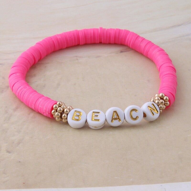 Bunte Perlen Buchstaben Bohemian Sommer Strand Armbänder und Halsketten