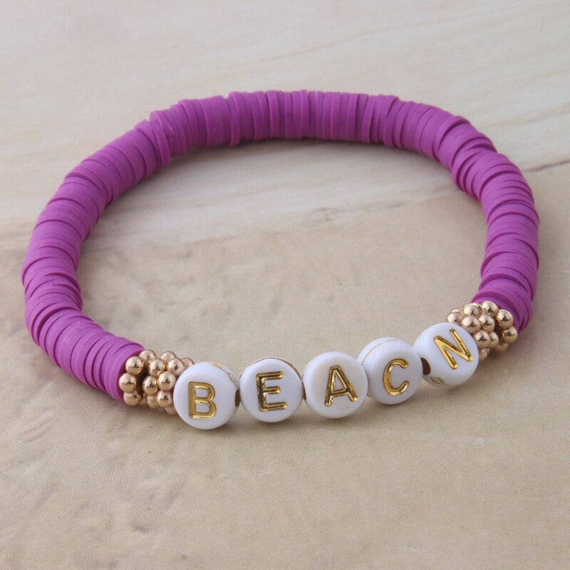 Bunte Perlen Buchstaben Bohemian Sommer Strand Armbänder und Halsketten