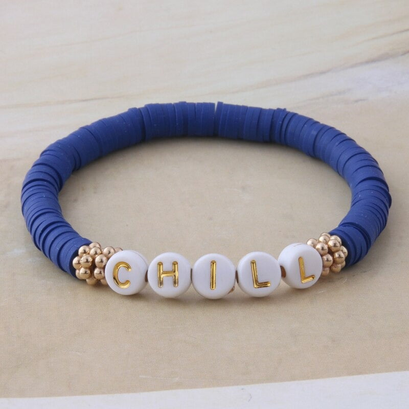 Bunte Perlen Buchstaben Bohemian Sommer Strand Armbänder und Halsketten