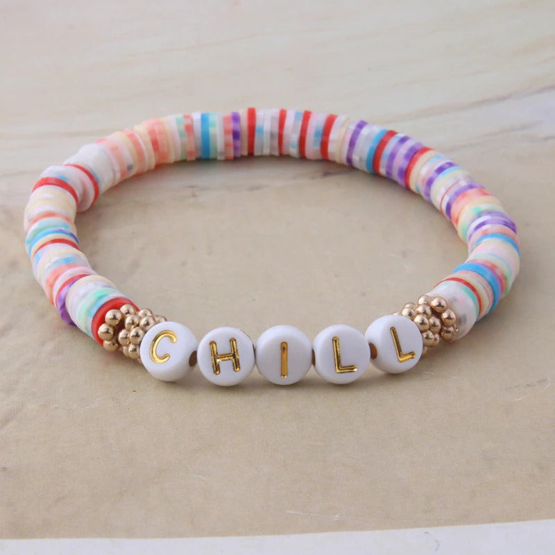 Bunte Perlen Buchstaben Bohemian Sommer Strand Armbänder und Halsketten