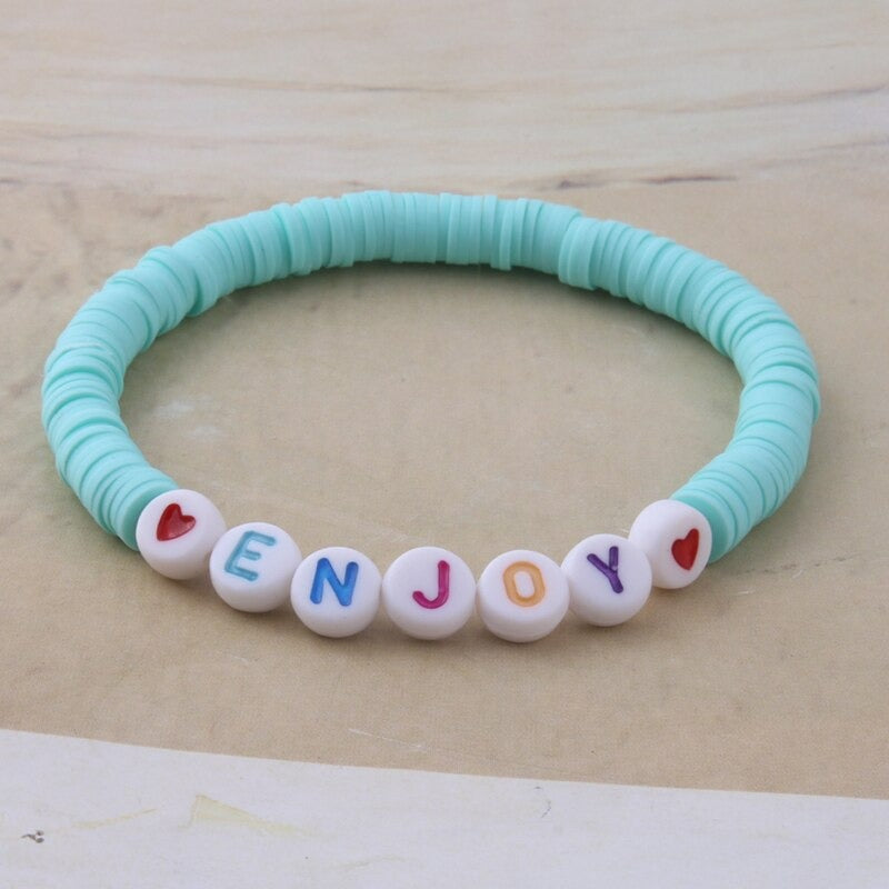 Bunte Perlen Buchstaben Bohemian Sommer Strand Armbänder und Halsketten