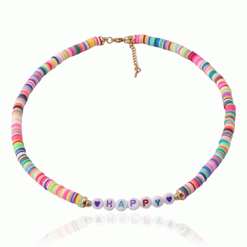 Bunte Perlen Buchstaben Bohemian Sommer Strand Armbänder und Halsketten