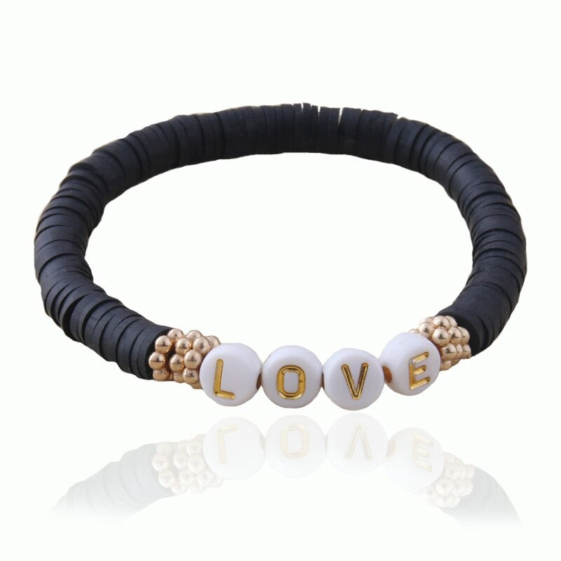 Bunte Perlen Buchstaben Bohemian Sommer Strand Armbänder und Halsketten