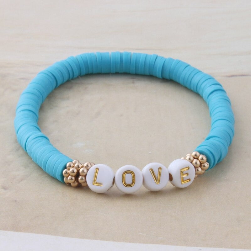 Bunte Perlen Buchstaben Bohemian Sommer Strand Armbänder und Halsketten