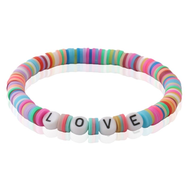 Bunte Perlen Buchstaben Bohemian Sommer Strand Armbänder und Halsketten