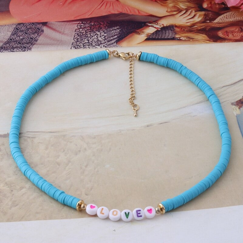 Bunte Perlen Buchstaben Bohemian Sommer Strand Armbänder und Halsketten