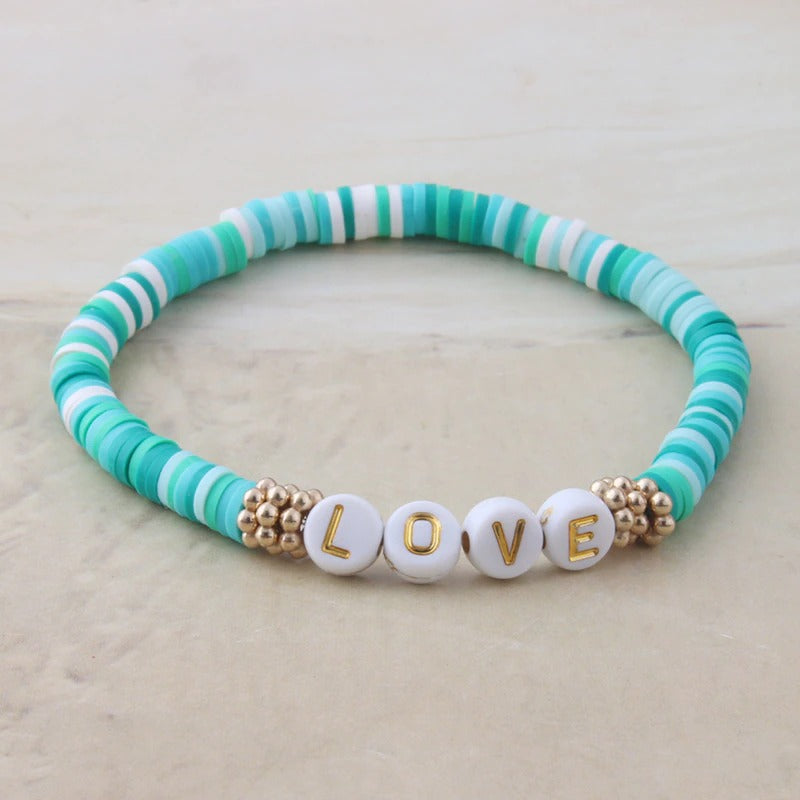 Bunte Perlen Buchstaben Bohemian Sommer Strand Armbänder und Halsketten
