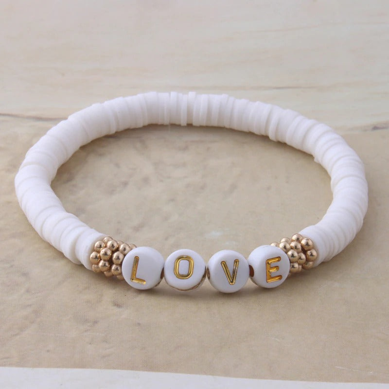 Bunte Perlen Buchstaben Bohemian Sommer Strand Armbänder und Halsketten