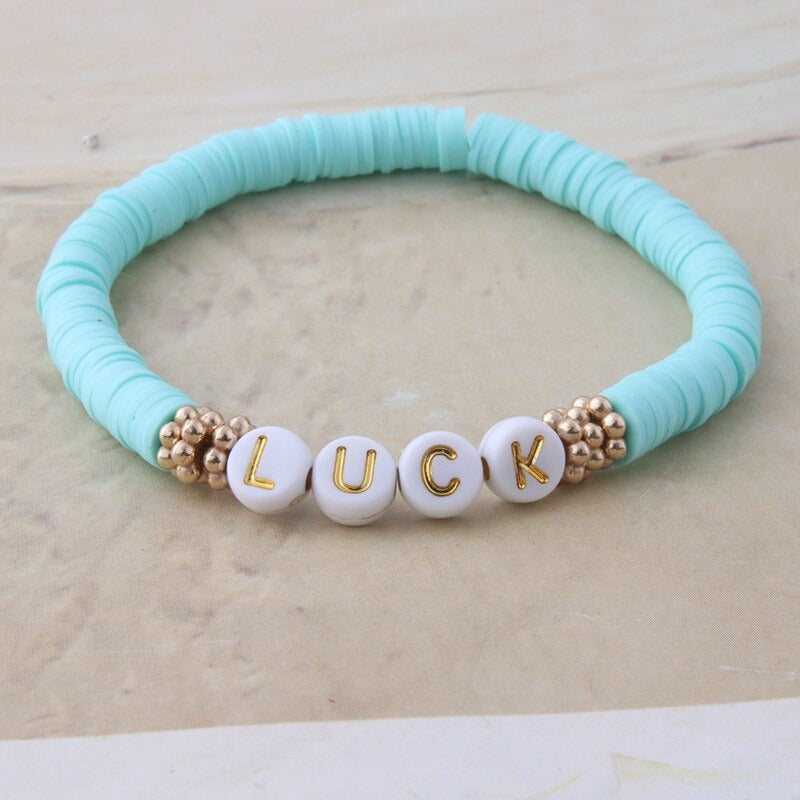 Bunte Perlen Buchstaben Bohemian Sommer Strand Armbänder und Halsketten