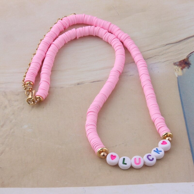 Bunte Perlen Buchstaben Bohemian Sommer Strand Armbänder und Halsketten