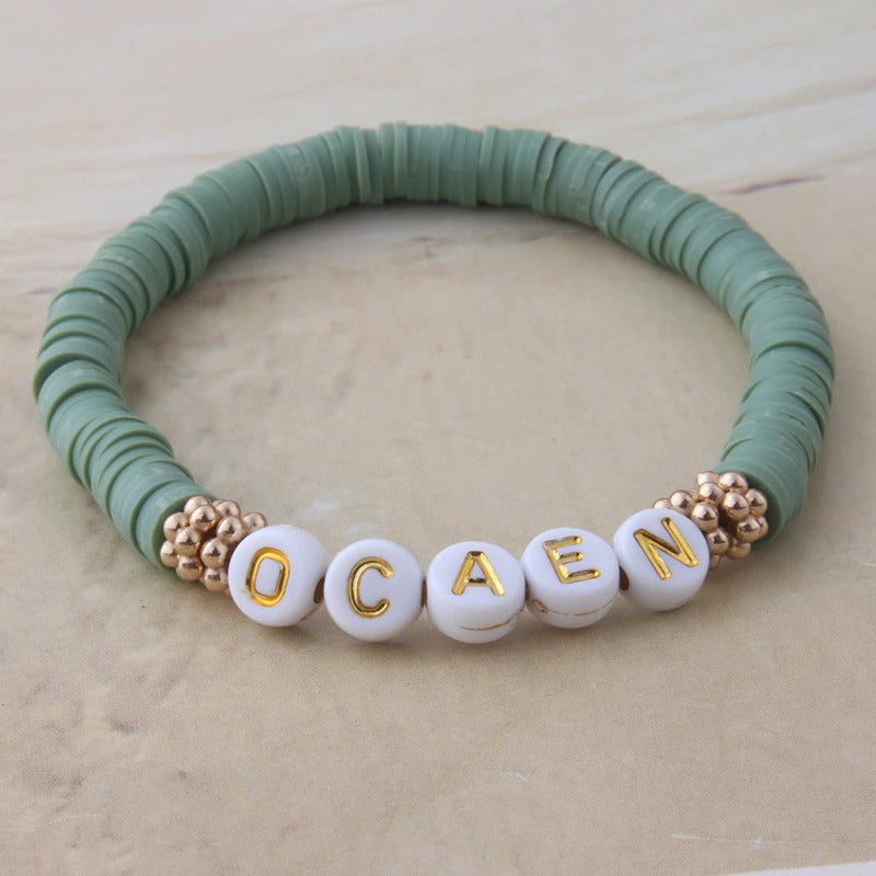 Bunte Perlen Buchstaben Bohemian Sommer Strand Armbänder und Halsketten