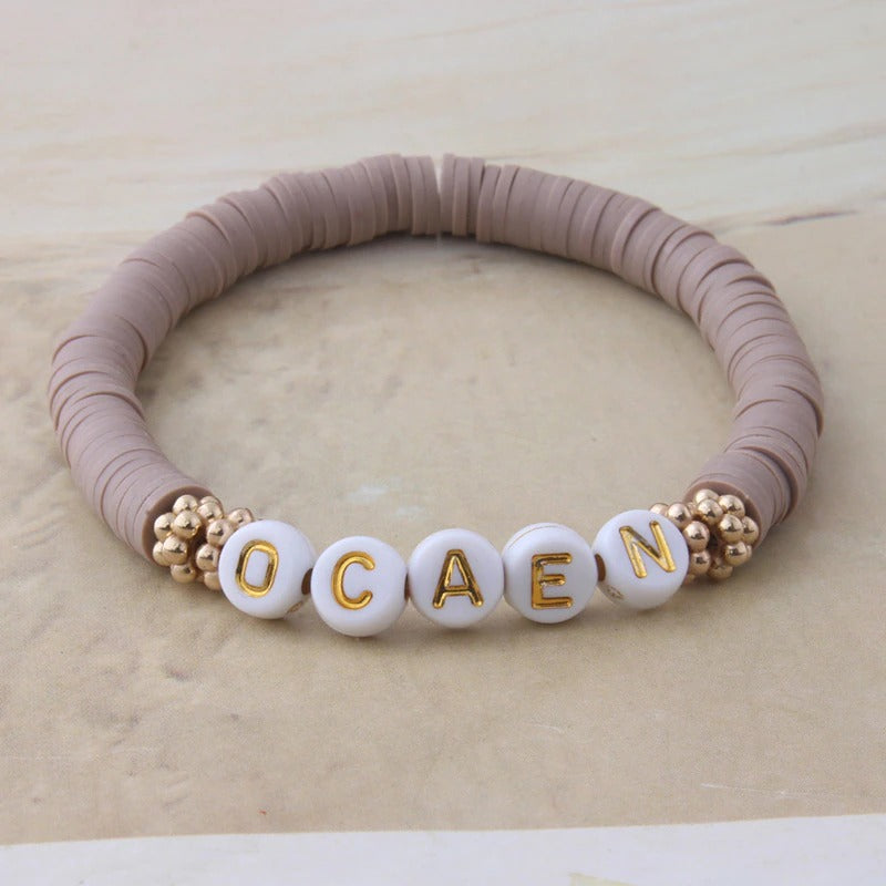 Bunte Perlen Buchstaben Bohemian Sommer Strand Armbänder und Halsketten