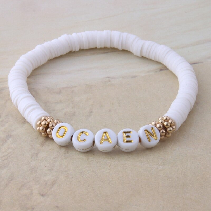 Bunte Perlen Buchstaben Bohemian Sommer Strand Armbänder und Halsketten