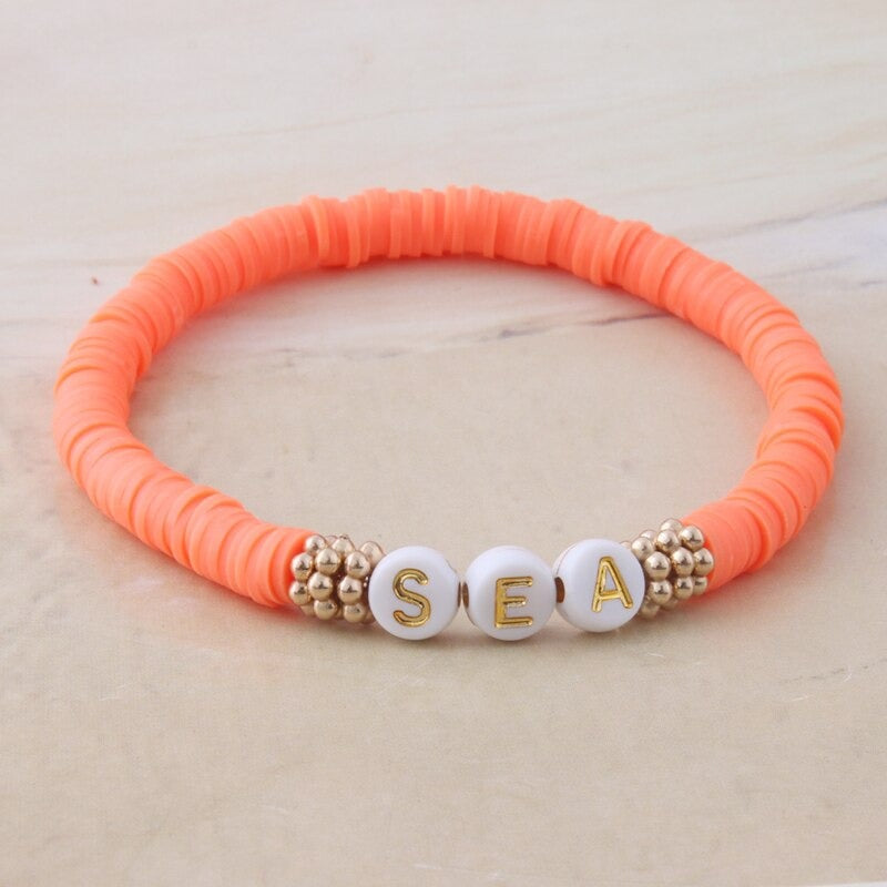 Bunte Perlen Buchstaben Bohemian Sommer Strand Armbänder und Halsketten