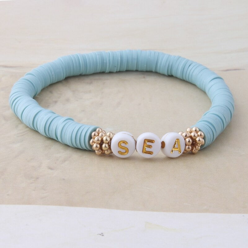 Bunte Perlen Buchstaben Bohemian Sommer Strand Armbänder und Halsketten