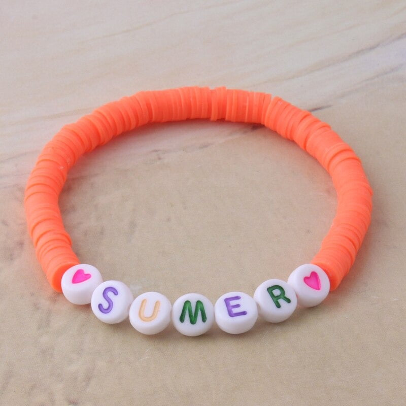 Bunte Perlen Buchstaben Bohemian Sommer Strand Armbänder und Halsketten