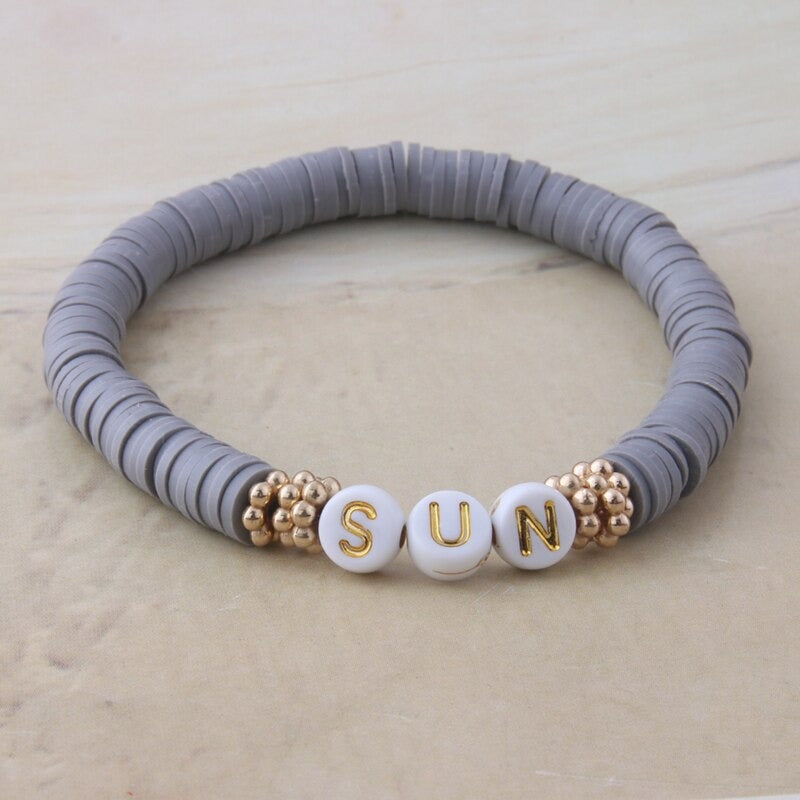 Bunte Perlen Buchstaben Bohemian Sommer Strand Armbänder und Halsketten