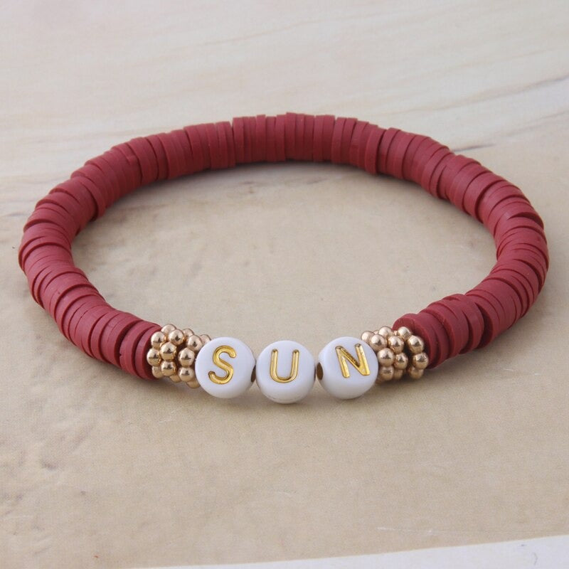 Bunte Perlen Buchstaben Bohemian Sommer Strand Armbänder und Halsketten