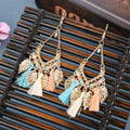 Bunte Bohemian Trend Blatt Quaste Tropfen Ohrringe