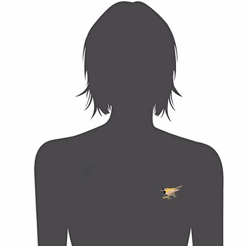 Bunter Emaille-Vogel mit Strass-Blättern, Broschennadeln