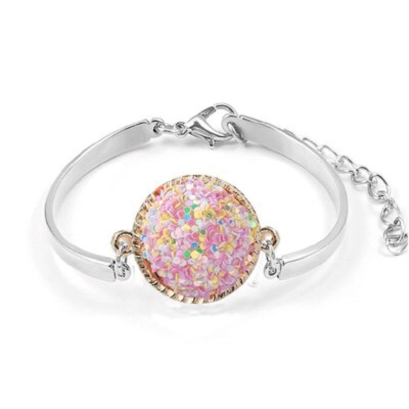 Bunte, glitzernde Armreifen mit Strasssteinen