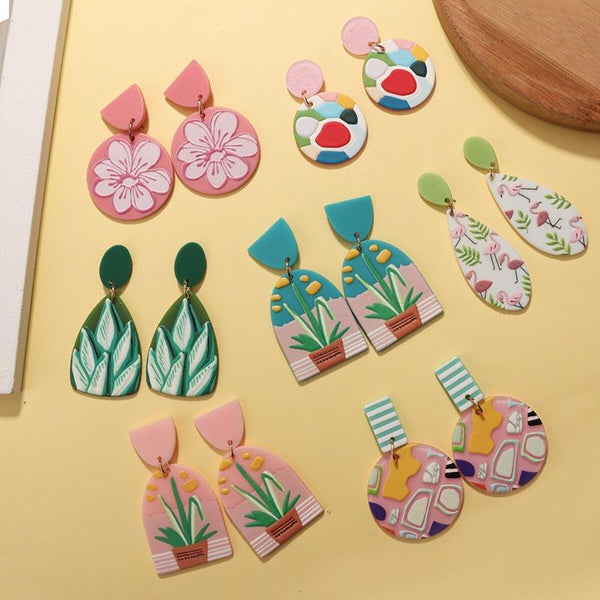 Bunte Graffiti-Sommer-Tropfen-Ohrringe