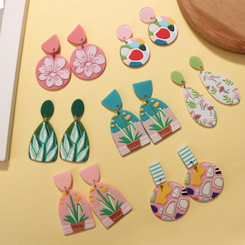 Bunte Graffiti-Sommer-Tropfen-Ohrringe