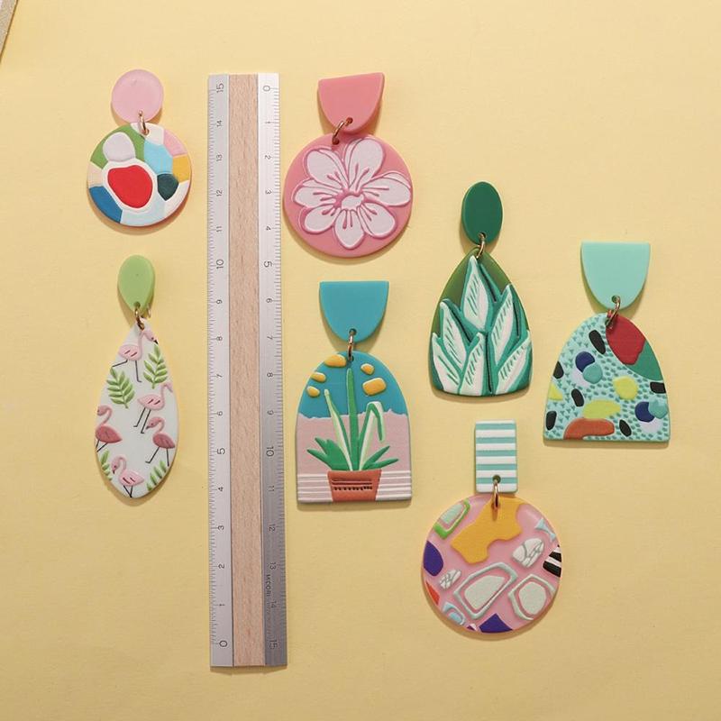 Bunte Graffiti-Sommer-Tropfen-Ohrringe