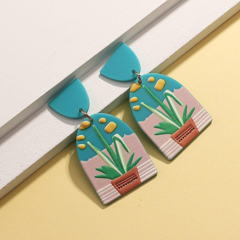 Bunte Graffiti-Sommer-Tropfen-Ohrringe