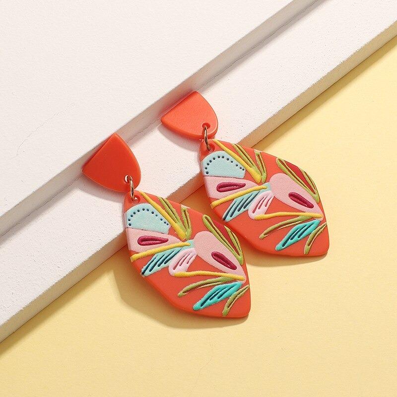 Bunte Graffiti-Sommer-Tropfen-Ohrringe