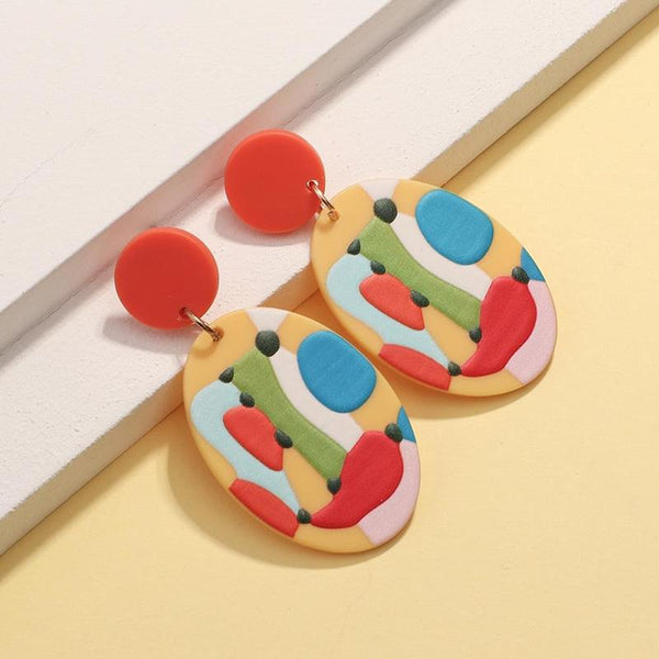 Bunte Graffiti-Sommer-Tropfen-Ohrringe