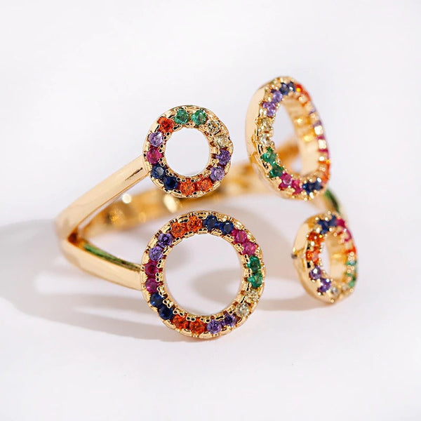 Farbenfrohe luxuriöse geometrische Zirkon-Moderinge