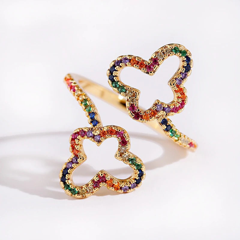 Farbenfrohe luxuriöse geometrische Zirkon-Moderinge