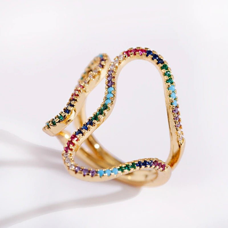 Farbenfrohe luxuriöse geometrische Zirkon-Moderinge