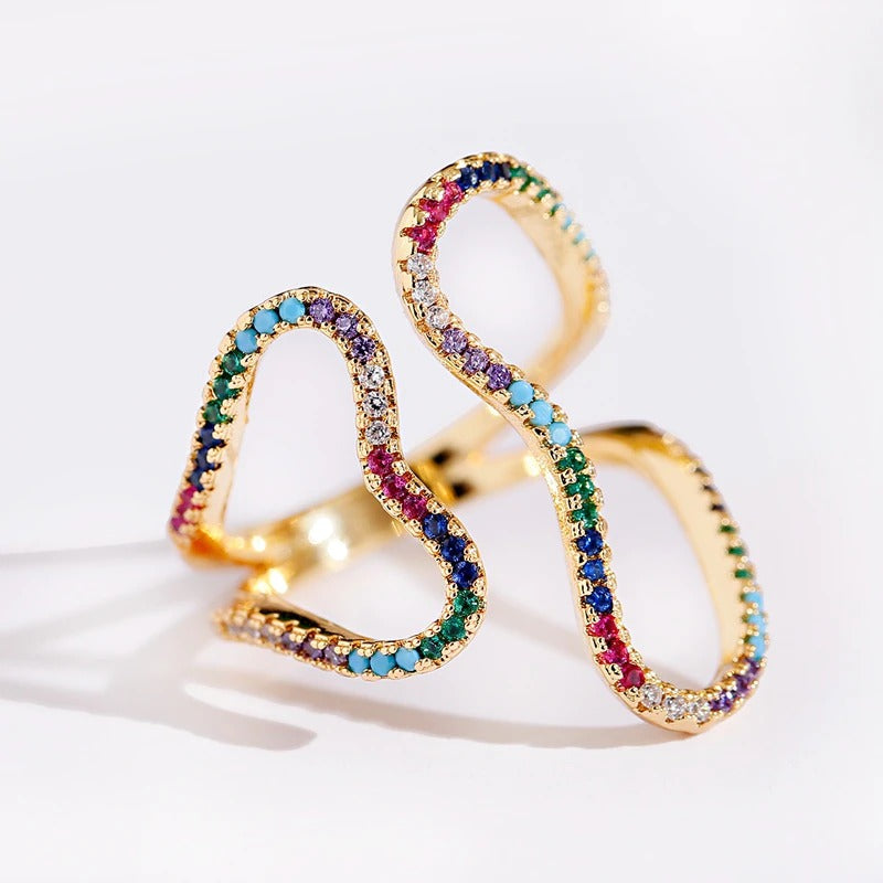 Farbenfrohe luxuriöse geometrische Zirkon-Moderinge