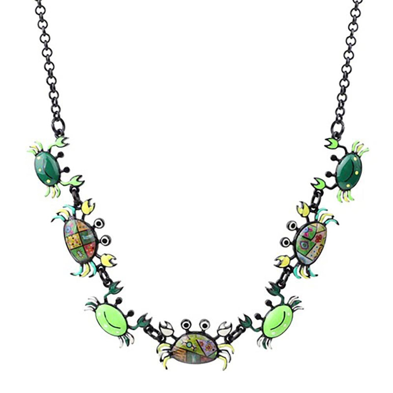 Bunte Halskette mit Meereskrabben-Anhänger