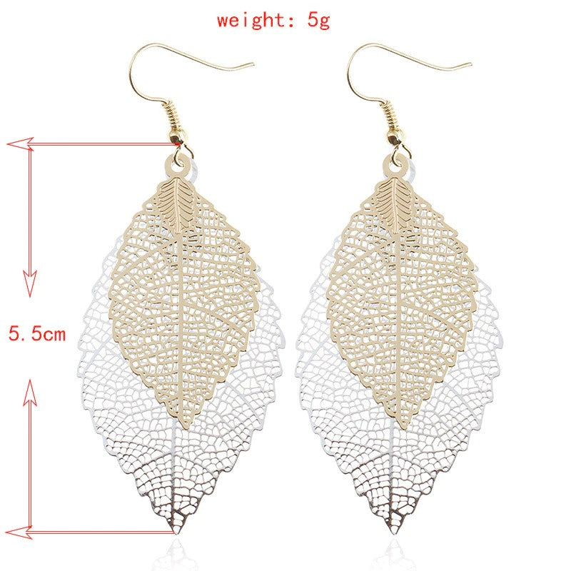 Bunte Ombre Blatt Charme Bohemian Drop Baumeln Ohrringe