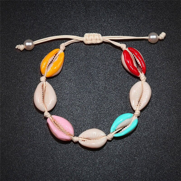 Bunte bedruckte Muschel-Muschel-verstellbare Sommer-Strand-Armbänder
