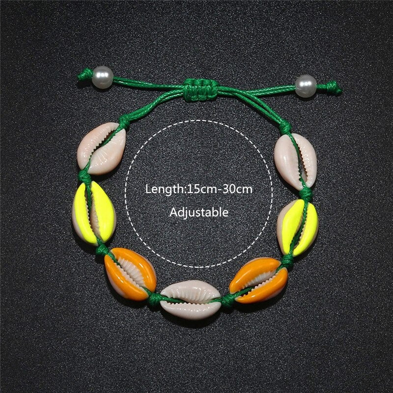 Bunte bedruckte Muschel-Muschel-verstellbare Sommer-Strand-Armbänder