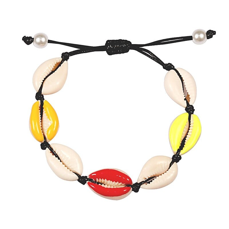 Bunte bedruckte Muschel-Muschel-verstellbare Sommer-Strand-Armbänder