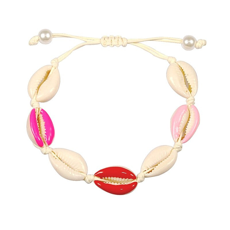 Bunte bedruckte Muschel-Muschel-verstellbare Sommer-Strand-Armbänder