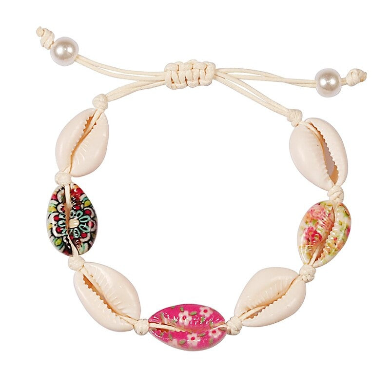 Bunte bedruckte Muschel-Muschel-verstellbare Sommer-Strand-Armbänder