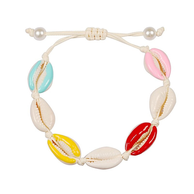 Bunte bedruckte Muschel-Muschel-verstellbare Sommer-Strand-Armbänder