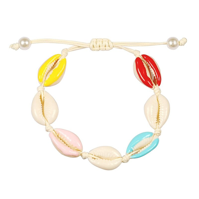 Bunte bedruckte Muschel-Muschel-verstellbare Sommer-Strand-Armbänder